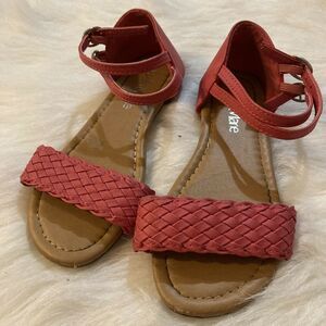 Bella Marie Girls Flats Size 13 Red Criss Cross Braided Open Toes Buckle Casual